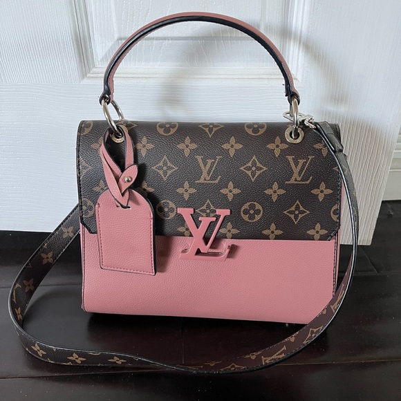 Handbags - Brown And Pink Canvas Monogram Fashion Removable Crossbody Strap Top Handle Bag